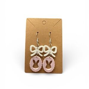 Pink and White Bunny Earrings Dangles Spring Boutique